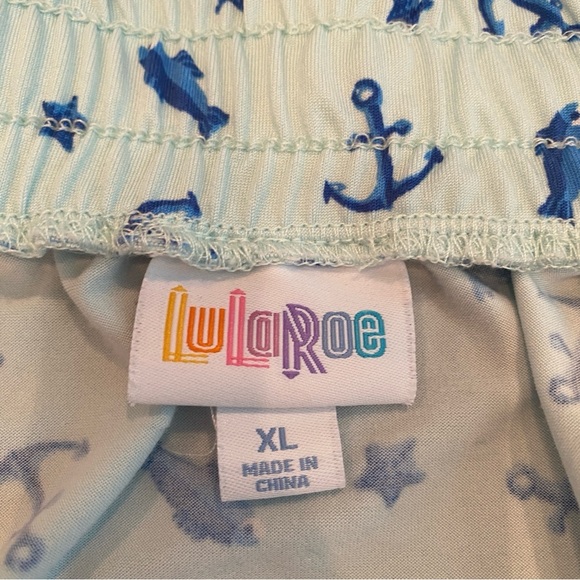 LuLaRoe • Aqua & Blue Nautical Large Anchor Marsha Midi Skirt • Size XL • EUC - Picture 5 of 6